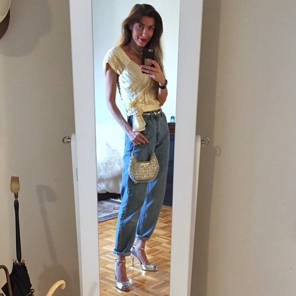 Marisa Buccieri Tops - Vintage Toronto-made cream silk pleated blouse